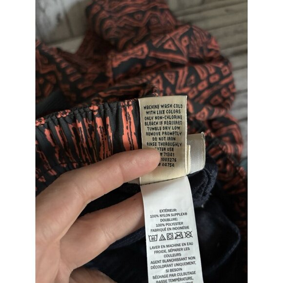 L.L. Bean Men's Classic Supplex Sport Swimsuit Belted Orange Black Tribal 2X - Picture 10 of 10